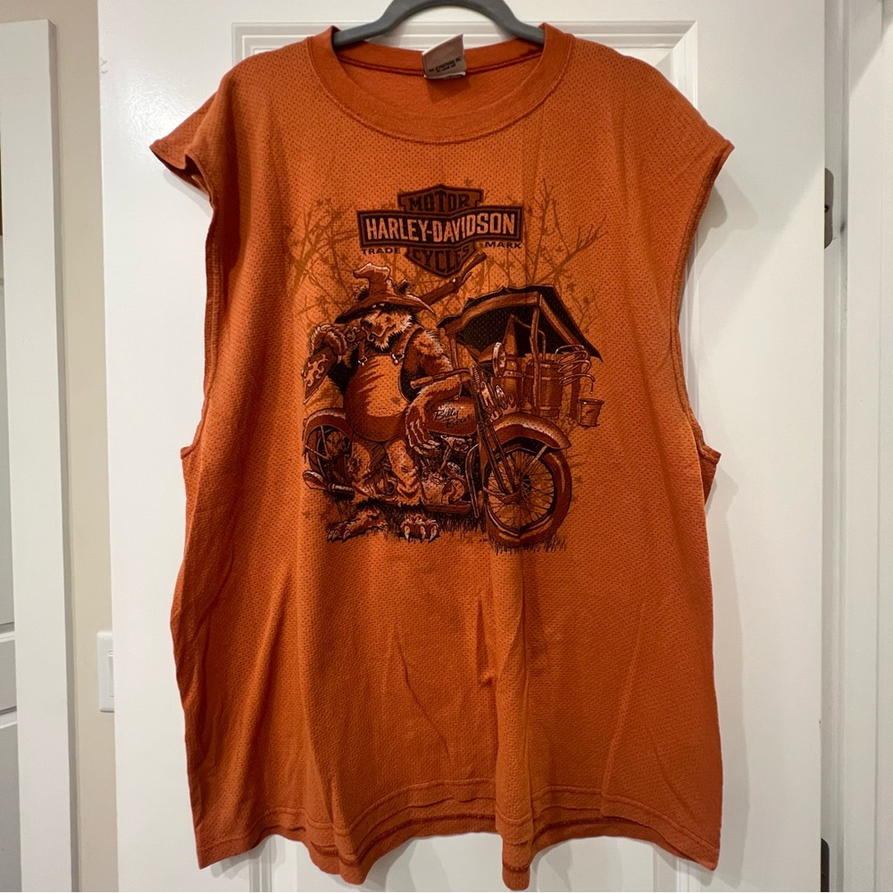 2012 Harley-Davidson Billy Bear Orange Sleeveless T-Shirt